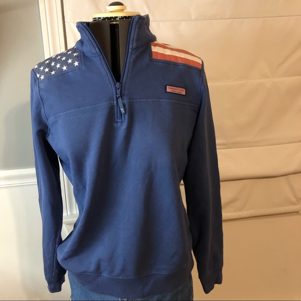 Vineyard Vines American Flag Shepshirt Quarter Zip